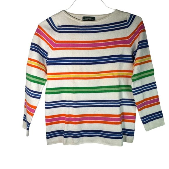 Lauren Ralph Lauren Sweaters - Lauren Ralph Lauren Women's Petites Striped Knit Sweater Size Small Pullover Mul